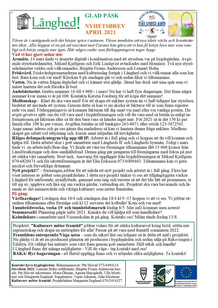 Mars aprill nyhetsbrev21